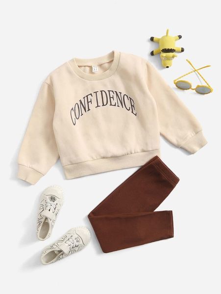 

sheen little girl's lettered sweatshirt and leggings she, White