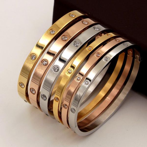 

bangle love bracelets woman stainless steel bangles and cubic zirconia golden jewelry gifts, Black