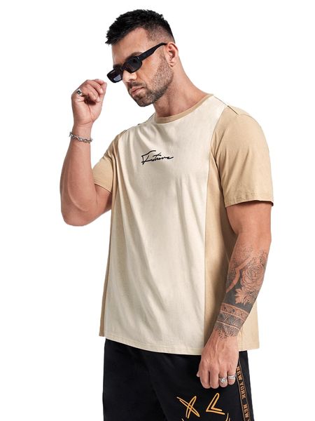 

extended sizes men two tone letter graphic tee p6ol#, White;black