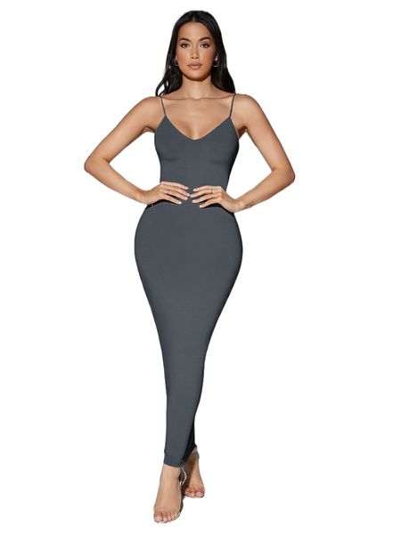 

solid backless bodycon dress x8qt#, Black;gray