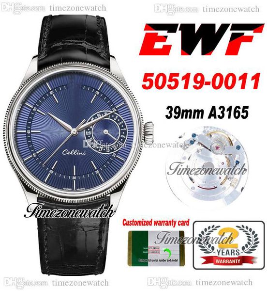 EWF Cellini Date 50519 A3165 Автоматические мужские часы 39 мм стальной корпус синий текстуры Dilection Chate Super Edition Watches White Time Series Гарантия TimeZoneWatch C3