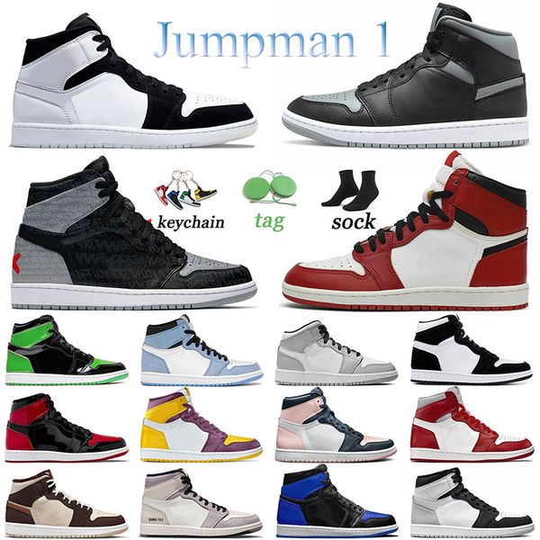

jumpman 1 1s high basketball shoes womens mid mens chicago reimagined sneakers cream dark chocolate sports bred patent stage haze trainers o