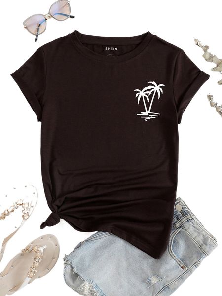 

palm tree print tee w33x#, White