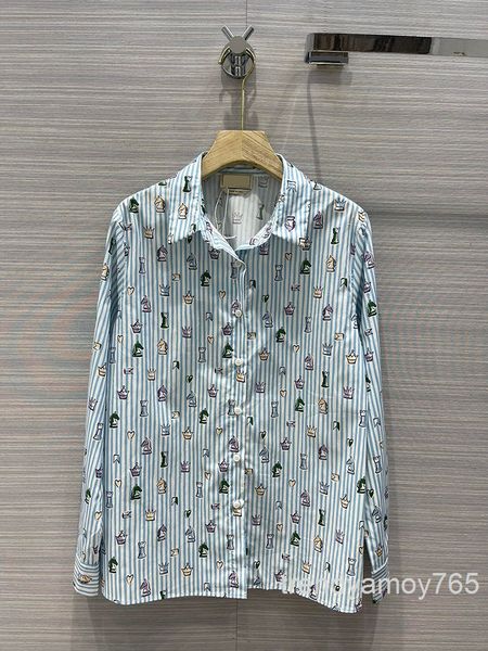 

women's blouses & shirts cartoon animal long sleeved shirt leisure aging chess printed loose women wear out spring high end, White