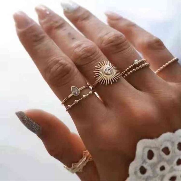 

rings jewelry creative diamond drop ring 7piece set accessories, Silver