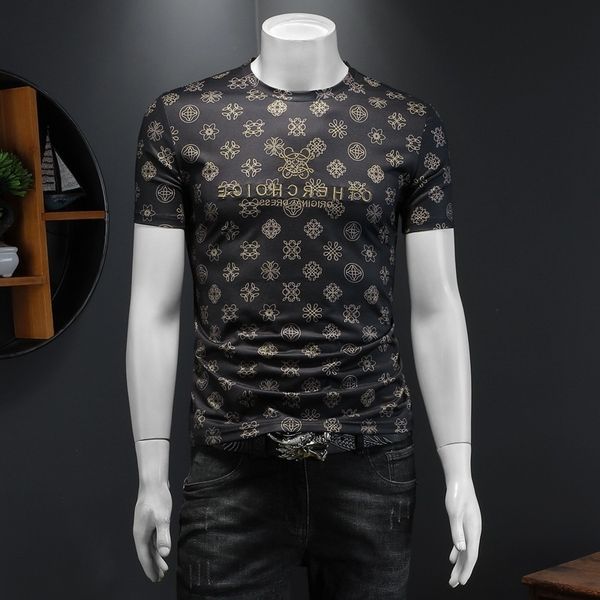 

2022 new summer men's t shirts cotton short sleeve t-shirt round neck letter print casual half shirt, White;black