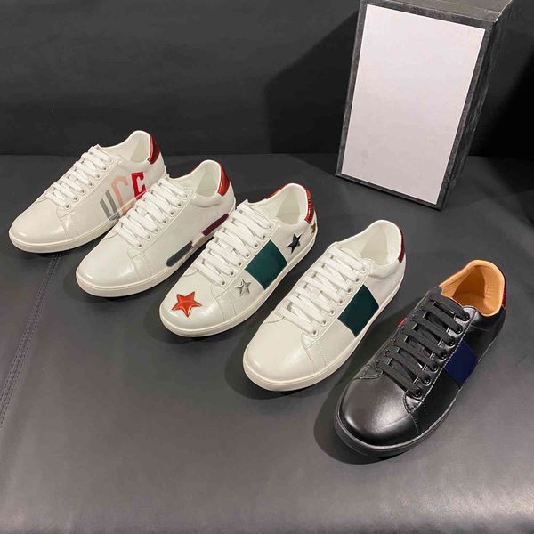 

luxurys designer ace shoes men women sneakers bee chaussures leather trainers embroidery stripes sneaker walking sports shoe size 35-47, Black