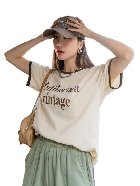 

dazy letter graphic drop shoulder ringer tee a8gd#, White