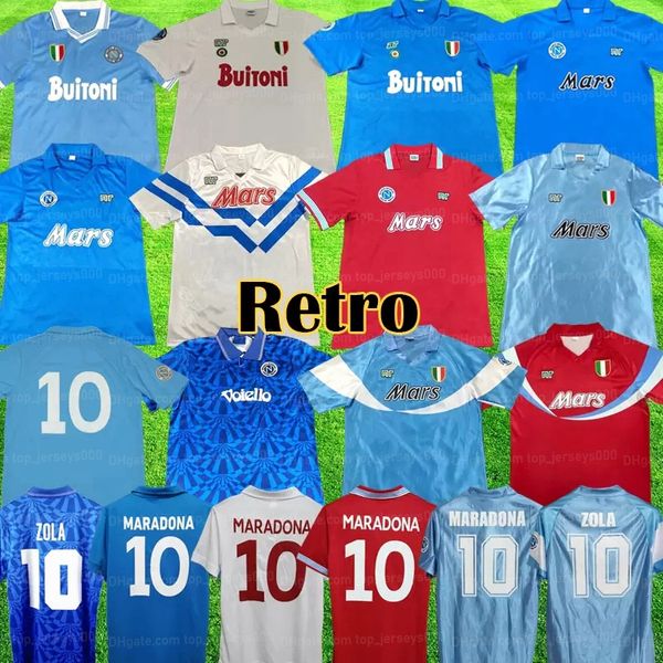 1987 1988 Napoli Retro Soccer Maglie 87 88 Coppa Italia SSC Napoli Maradona 10 Vintage Calcio kit Maglia da calcio napoletana classica