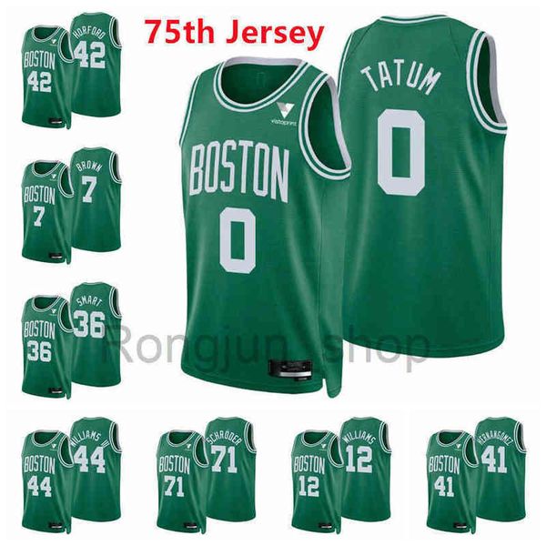 

2021-22 75th anniversary diamond printed mens basketball jayson tatum jaylen brown smart schroder williams richardson horford langford green, Black