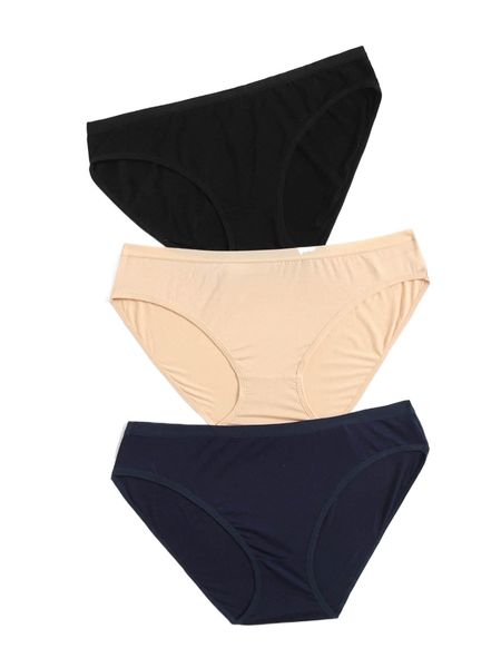 

plus 3pack solid panty set w1jg#, Black;white