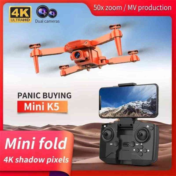 

2021 dual camera new k5 mini 4k hd professional fpv wifi rc helicopter mode uav