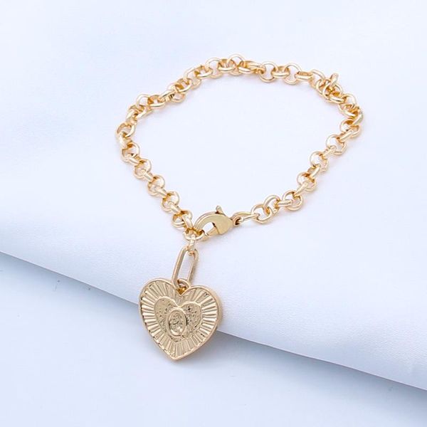 Collane con ciondolo Bracciale da donna a forma di cuore con 26 lettere iniziali per donna Bracciale regolabile con ciondolo A Z in acciaio inossidabile da 5 mm