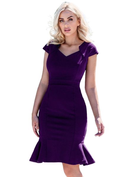 

miusol solid mermaid hem dress 90j5#, Black;gray