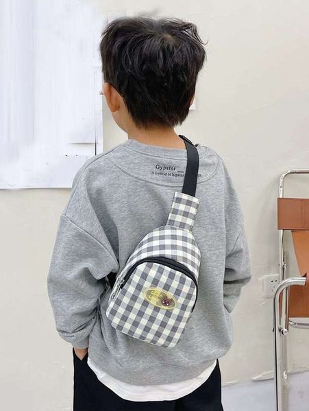 

kids cartoon decor plaid fanny pack she