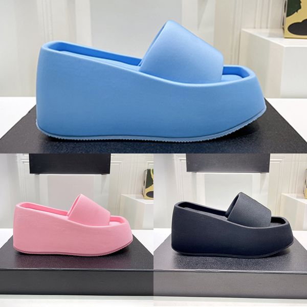 

with box taji platform slide designer sandals high heel slippers alexander luxury slides square toe 10cm women shoes pink black blue rubber