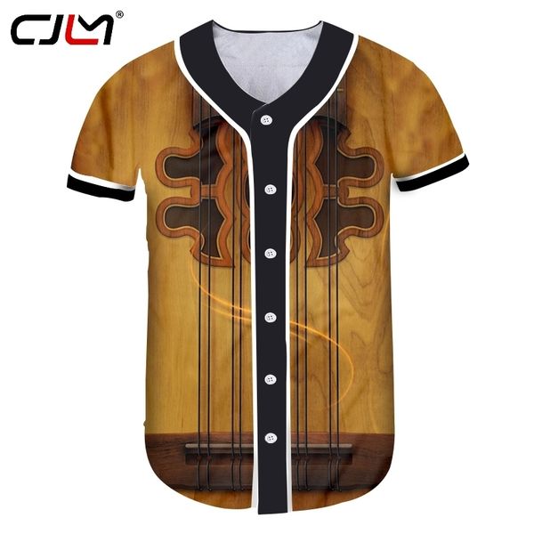 Gothic Gitarre Kunst Musikinstrument Sommer 3D Volldruck Mode Baseball Shirt Print Stil Fitness Casual Button Tee 220623