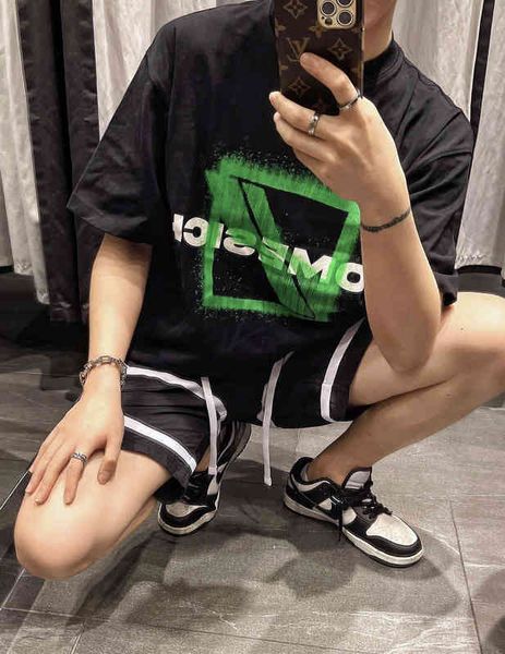 

men's t-shirts we11done track classic speckled letters short sleeve welldone high street loose fashion t-shirt c1bf, White;black