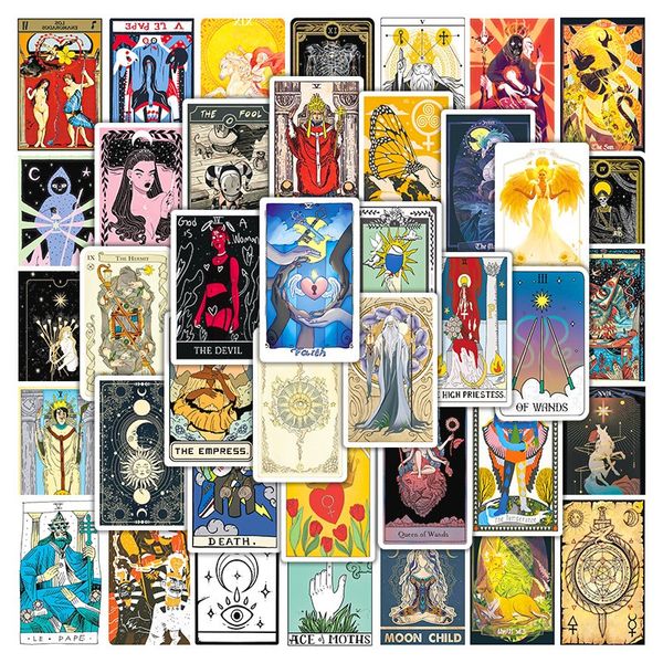 50pcs Tarot Card Stickers Predi￧￣o Cart￣o de graffiti Kids Motorcycle Skateboard Decal