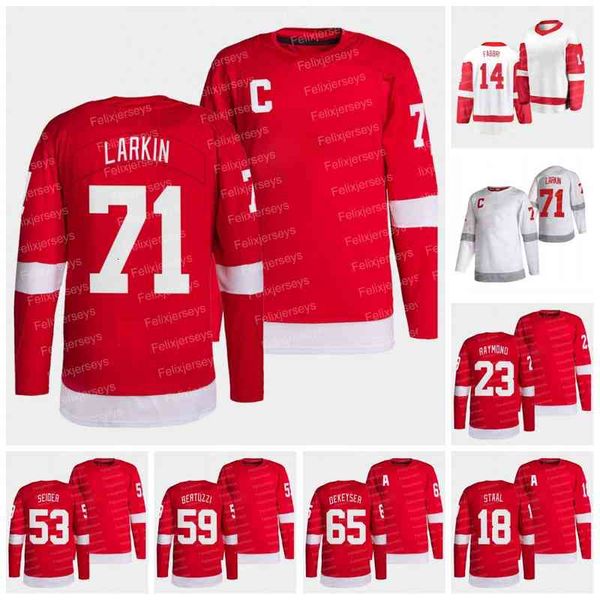 

71 dylan larkin jersey tyler bertuzzi lucas raymond moritz seider filip hronek robby fabbri vladislav namestnikov pius suter marc staal sam, Black