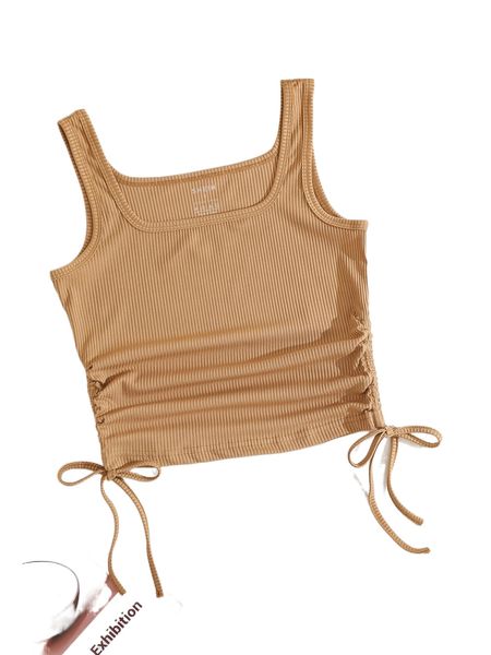 

drawstring side crop tank r3iq#, White