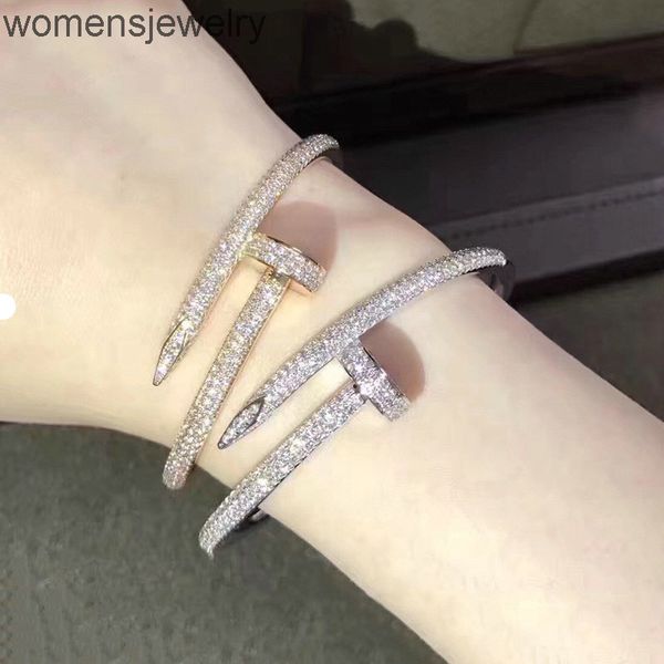 

with box nail bracelet women man 18k gold plated love bangle full diamond bracelets jewelry for lover gift 17cm 19cm, Black