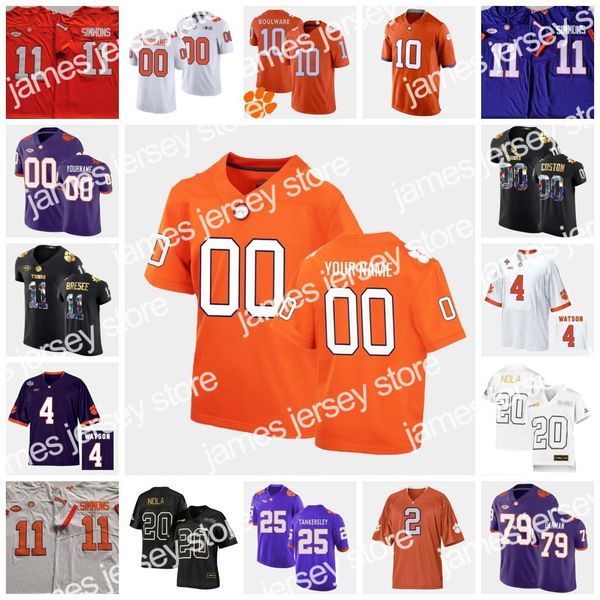 

custom clemson tigers stitched football jersey 7 austin bryant 15 hunter johnson 31 ryan carter 51 taylor hearn 55 tyrone crowder, Black