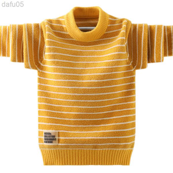 

kids crewneck sweater fashion striped design children warm knitted sweaters for teen boy 6 8 10 12 14 15 years outerwear l220803, Blue