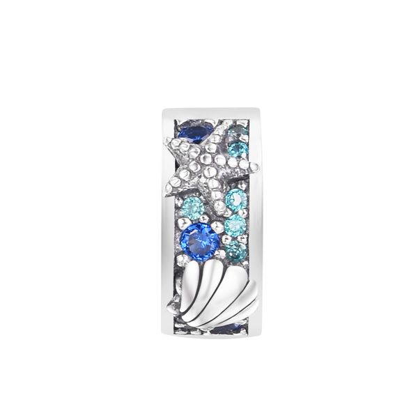 

tropical starfish & shell clip silver color charm fit original europe pandora charms bracelets & bangle mother kids jewelry woman clover, Black