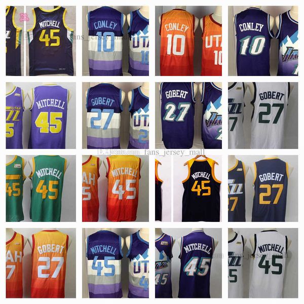 

new basketball jersey donovan 45 mitchell mens rudy 27 gobert youth kids john 12 stockton karl 32 malone 2021 new mike 10 conley shirt, Black;red