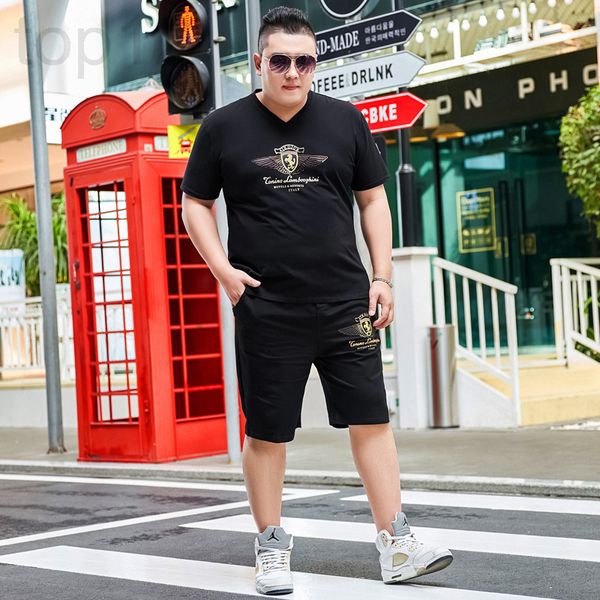 

men's casual shirts designer trendy men's plus fat size summer short sleeve t-shirt pants with suit guy leisure sports two-piece s, White;black