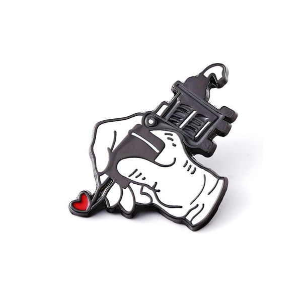 

tattooist artist tattoo machine enamel brooches lapel pin backpack costum badge jewelry accessories gift, Blue