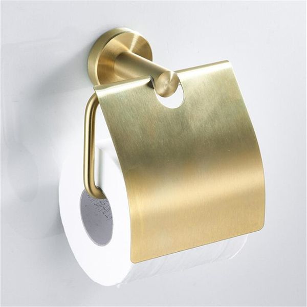 Porta carta igienica Nero / oro spazzolato Gancio per carta in acciaio inossidabile Porta asciugamani Porta rotolo con coperchio Accessori hardware 220624