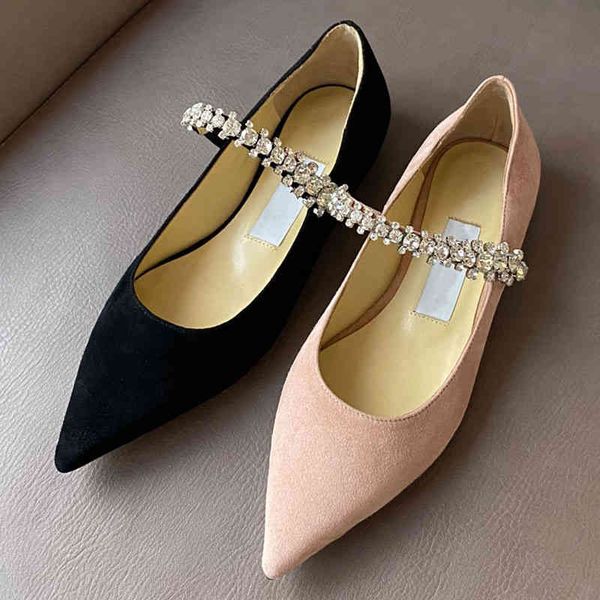 

sandals single shoes diamond chain sheep flat pointed shallow mouth crystal bandage bridesmaid fashion, Black