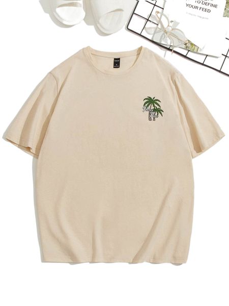 

men coconut tree and letter print lounge j6mr#, Black;brown