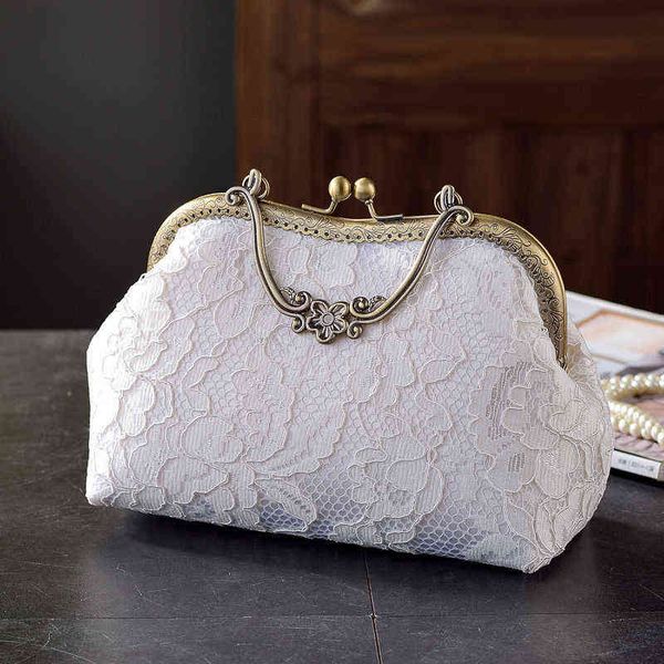 

vintage classic lace bag wedding shell bags women shoulder crossbody bag chain women's handbags purses 220506