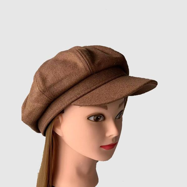 

berets octagonal cap british tweed hat autumn winter fashion painter's keep warm hats casual retro pu women's solidberet capberets, Blue;gray