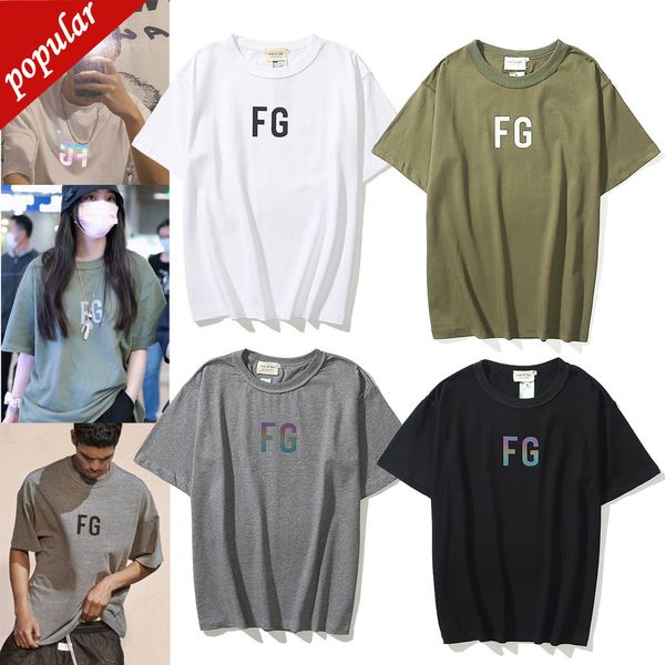 

brand men's fashion trend clothing wholesale essentials high fg 3m reflective letter short sleeve t-shirt, White;black