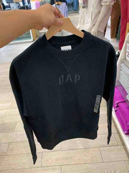 

luxury factory outlet brand hoodie gap men's embroidered fleece round neck sweater 735867 2021 autumn new casual sfs9 6a3t, Black