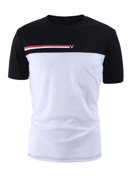

men letter & striped print tee 41ff#, White;black