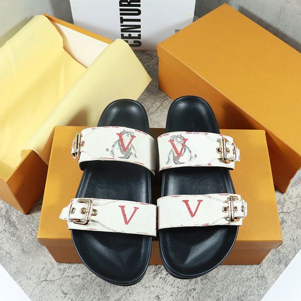 

slippers bom dia flat mule 1a3r5m cool fashion slippers 2 strap adjustment gold buckle ladies men summer shoes07, Black