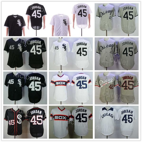 

men retro 1983 1994 baseball 45 michael throwback jersey vintage all stitched black white blue grey flexbase cool base pinstripe pullover re, Blue;black
