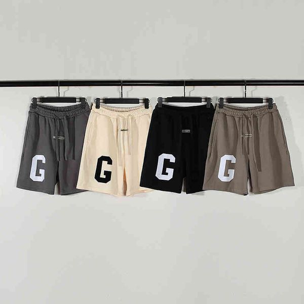 

men's pants american style high street fog double thread large g flocking letter sweatpants men's and women's hip-hop loose s, Black