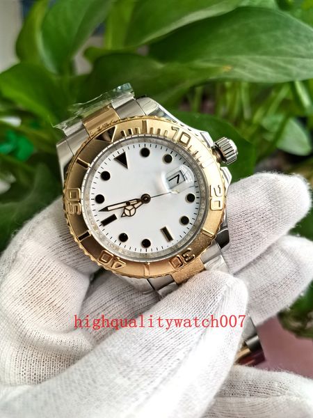 Nova versão Mens Automático ETA 2813 MOVEM REGULAR MEN MENINO DIANTE WHITE DIVER 40mm 18K Gold Steel Watches 16623 Mecânicos Relvadores de pulso