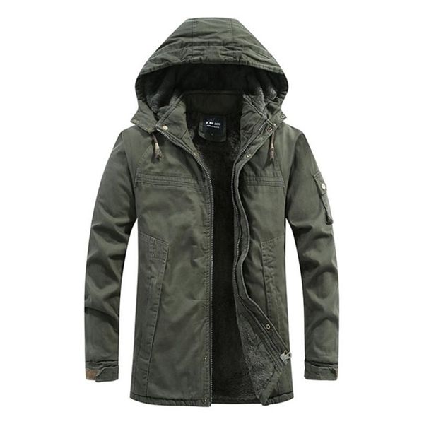 

fleece warm parkas jackets cotton-padded parka russia man winter coat thick windbreaker outwear military overcoat brand clothing 210816, Black