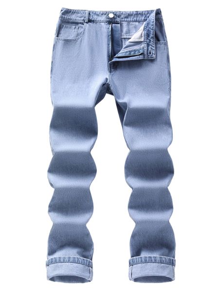 

men 1pc zip fly skinny jeans w66e#, Blue