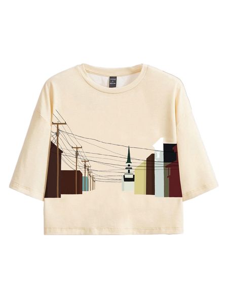 

x simplicity graphic print drop shoulder tee q9jq#, White