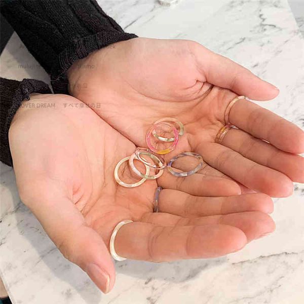 

rings korean color transparent acetic acid ring  plate girl fashion, Silver