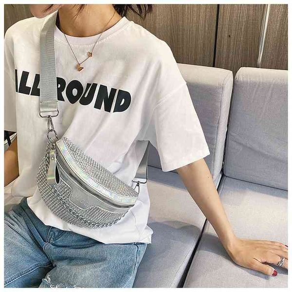

60% off discount 2022 bags diamond crossbody bags women waist bag zipper shiny pack lady shoulder bags small wallet