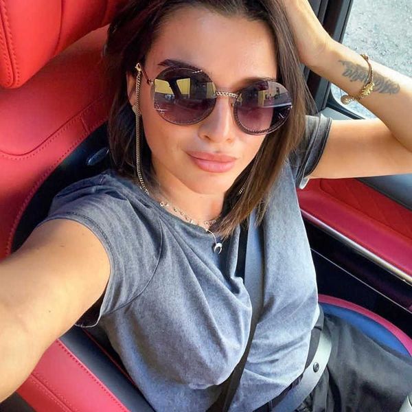 

sunglasses qpeclou 2022 fashion chain round women metal brand designer sun glasses men black eyeglasses not included, White;black